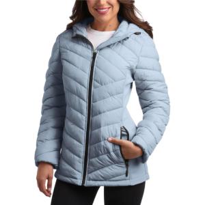 imageReebok Womens Jacket  Lightweight Softshell Quilted Jackets for Women Zip Up Hooded Winter Coat Outerwear with PocketsCloudy Blue