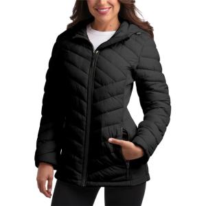 imageReebok Womens Jacket  Lightweight Softshell Quilted Jackets for Women Zip Up Hooded Winter Coat Outerwear with PocketsJet Black