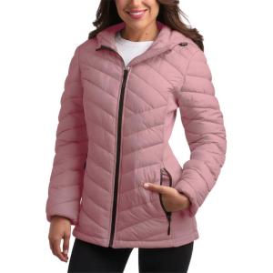 imageReebok Womens Jacket  Lightweight Softshell Quilted Jackets for Women Zip Up Hooded Winter Coat Outerwear with PocketsRose Pink