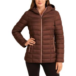 imageReebok Womens Puffer Jacket  Lightweight Packable Snow Glacier Shield Quilted Winter Coat for Women with Hood ampamp Zip PocketsCognac