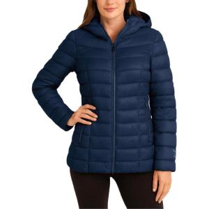 imageReebok Womens Puffer Jacket  Lightweight Packable Snow Glacier Shield Quilted Winter Coat for Women with Hood ampamp Zip PocketsNavy