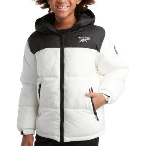 imageReebok Boys Puffer Jacket  Heavyweight Water ampamp Wind Resistant Quilted Boys Winter Coat  Fleece Insulated Kids Winter JacketWhite