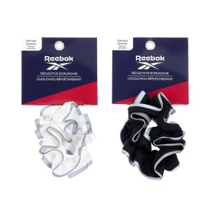 imageReebok Reflective Scrunchie  2pc Soft Stretchy Trim Hair Scrunchie  Quality Gym Hair Accessories for Active ComfortBlackWhite