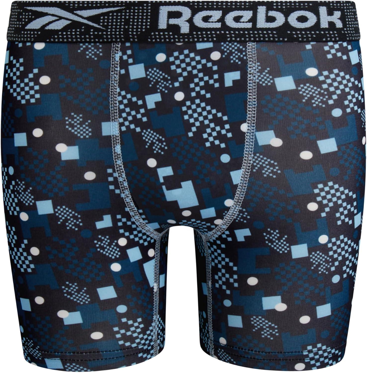 imageReebok Boys Boxer Briefs  10 Pack Performance Soft Stretch Breathable 5 Inseam Boxer Briefs Boys Underwear 618Black PrintSky BlueBlackLegion BlueStone Grey