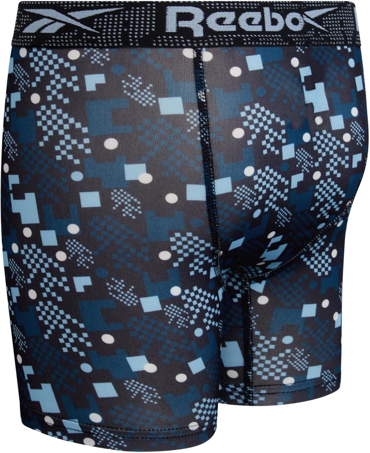 imageReebok Boys Boxer Briefs  10 Pack Performance Soft Stretch Breathable 5 Inseam Boxer Briefs Boys Underwear 618Black PrintSky BlueBlackLegion BlueStone Grey