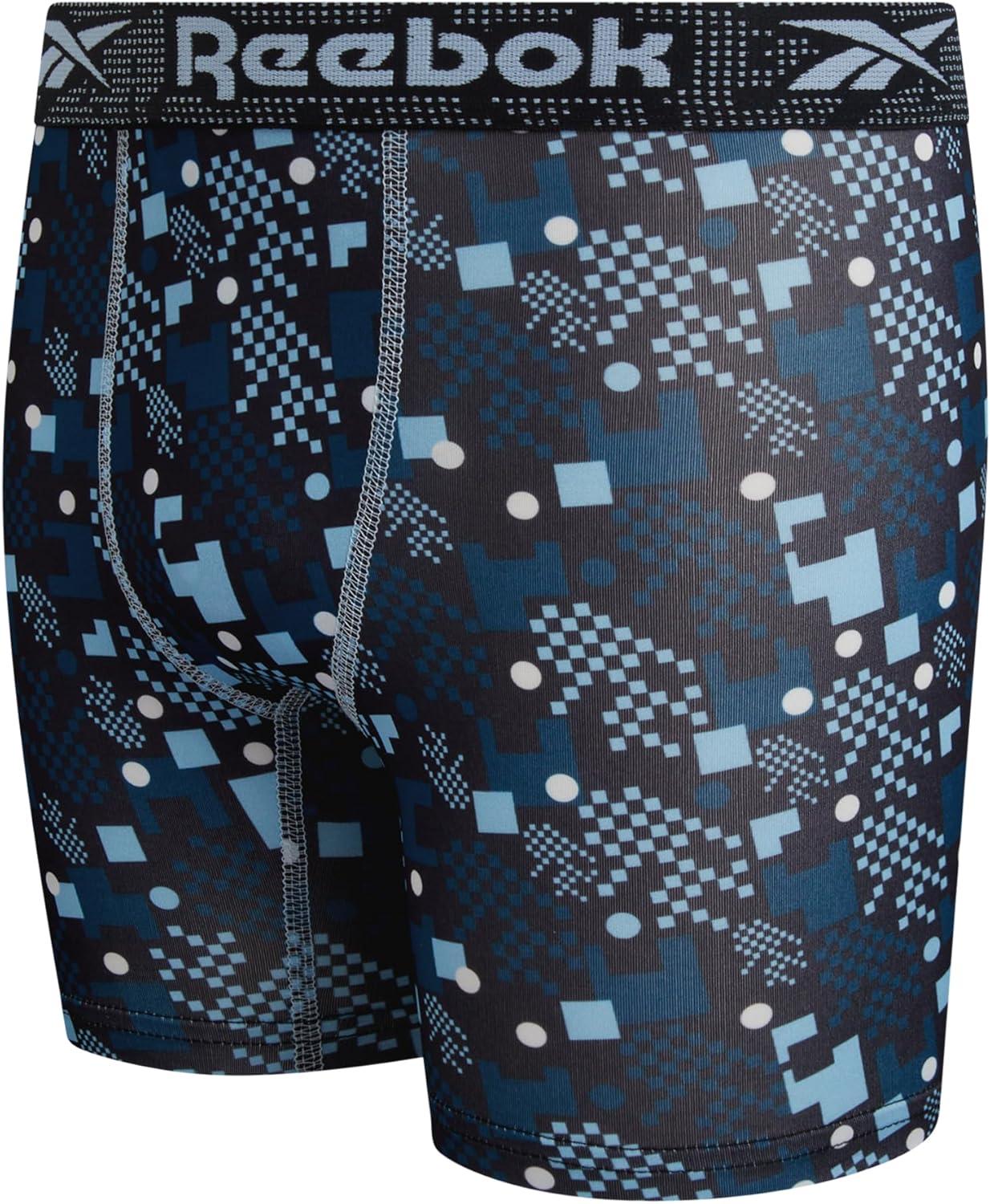 imageReebok Boys Boxer Briefs  10 Pack Performance Soft Stretch Breathable 5 Inseam Boxer Briefs Boys Underwear 618Black PrintSky BlueBlackLegion BlueStone Grey