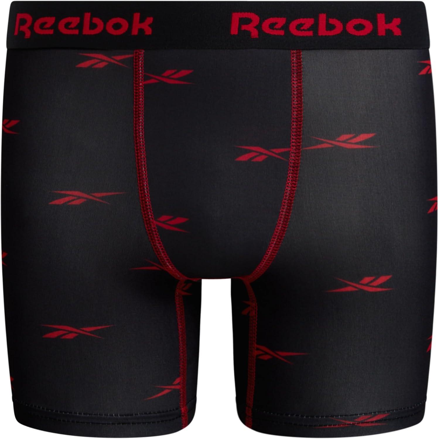 imageReebok Boys Boxer Briefs  10 Pack Performance Soft Stretch Breathable 5 Inseam Boxer Briefs Boys Underwear 618BlackBlackBlackBlack PrintBlack Print