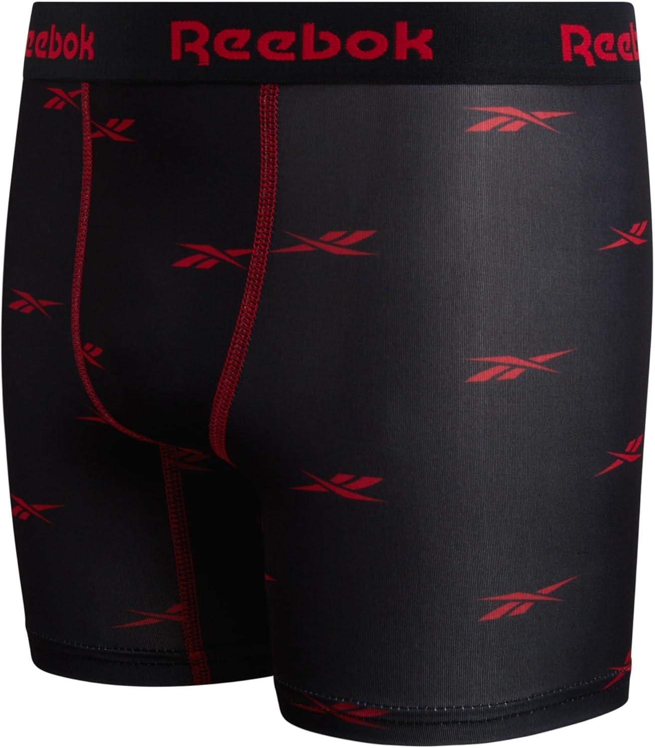 imageReebok Boys Boxer Briefs  10 Pack Performance Soft Stretch Breathable 5 Inseam Boxer Briefs Boys Underwear 618BlackBlackBlackBlack PrintBlack Print