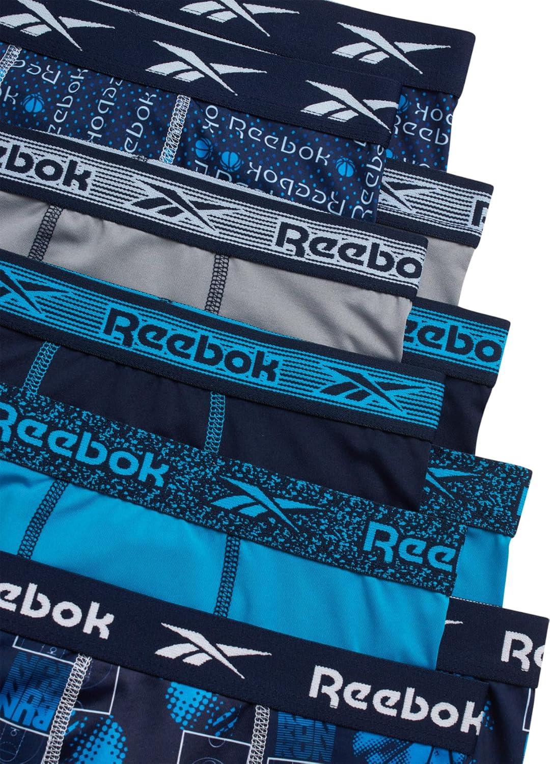 imageReebok Boys Boxer Briefs  10 Pack Performance Soft Stretch Breathable 5 Inseam Boxer Briefs Boys Underwear 618Maritime BlueStone GreyAtomic Blue