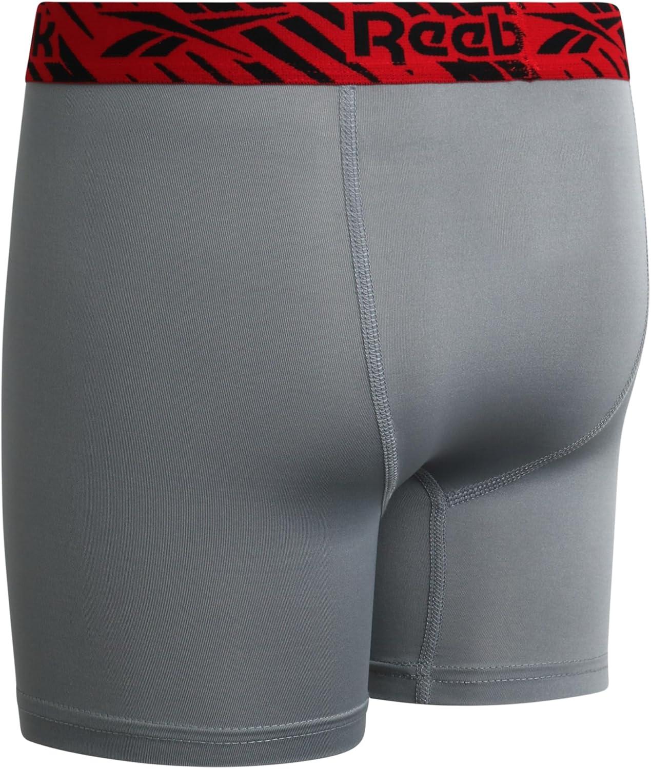 imageReebok Boys Boxer Briefs  10 Pack Performance Soft Stretch Breathable 5 Inseam Boxer Briefs Boys Underwear 618Red PrintGreyRedBlackGrey
