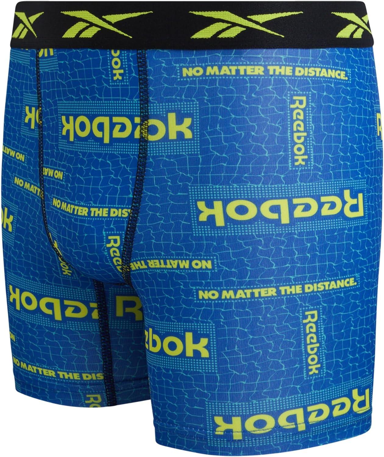 imageReebok Boys Boxer Briefs  10 Pack Performance Soft Stretch Breathable 5 Inseam Boxer Briefs Boys Underwear 618Surf the Web PrintBlackEvening PrimroseBlack