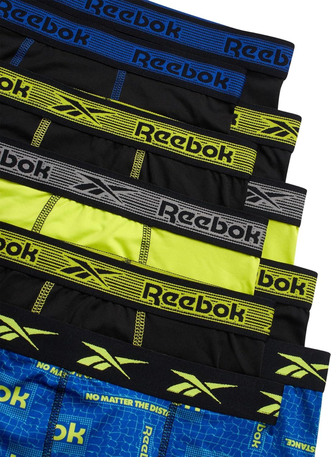 imageReebok Boys Boxer Briefs  10 Pack Performance Soft Stretch Breathable 5 Inseam Boxer Briefs Boys Underwear 618Surf the Web PrintBlackEvening PrimroseBlack