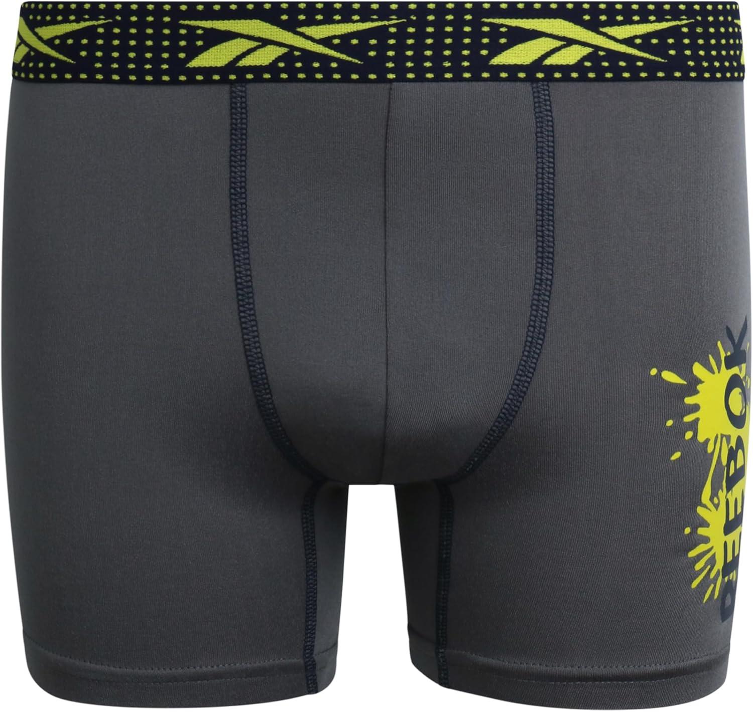 imageReebok Boys Boxer Briefs  4 Pack Moisture Wicking Performance 5 Inseam Boxer Briefs Boys Underwear Sizes 618Smoked GreyNavy