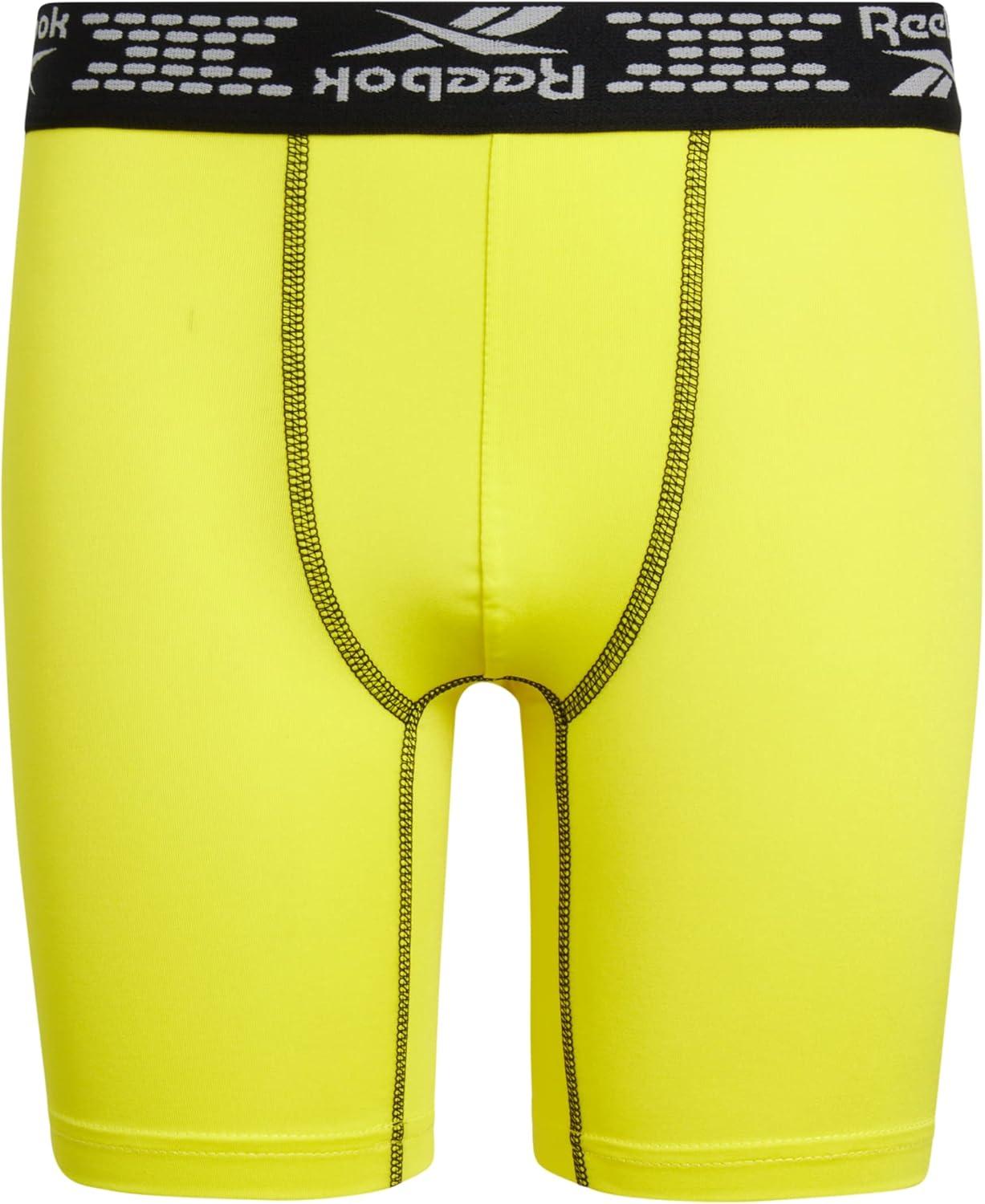 imageReebok Boys Boxer Briefs  6 Pack Performance 6 Inseam Long Leg Boxer Briefs Boys Underwear with Support Pouch 618Light GreyYellowNavy