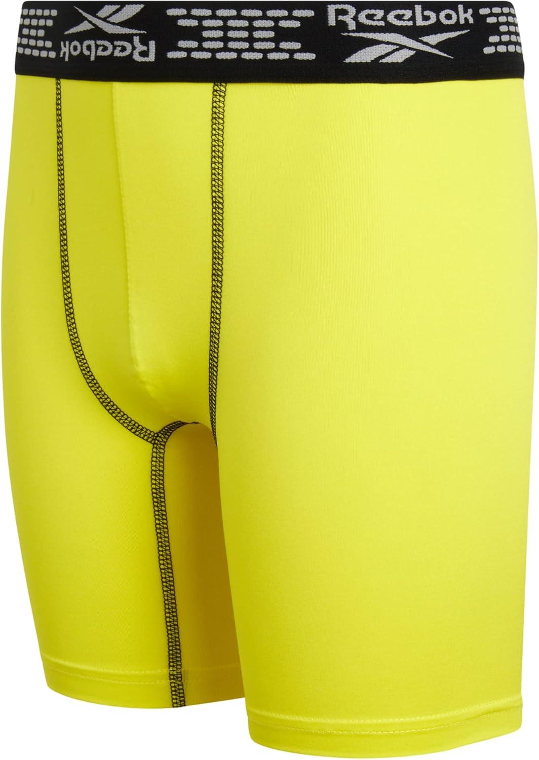 imageReebok Boys Boxer Briefs  6 Pack Performance 6 Inseam Long Leg Boxer Briefs Boys Underwear with Support Pouch 618Light GreyYellowNavy