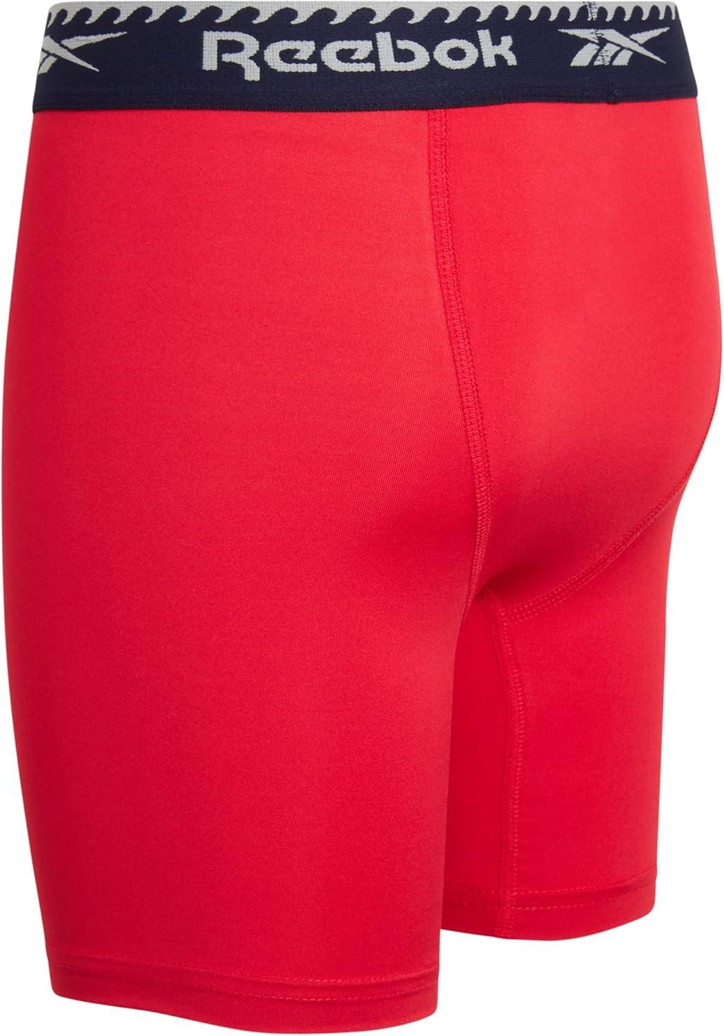 imageReebok Boys Boxer Briefs  6 Pack Performance 6 Inseam Long Leg Boxer Briefs Boys Underwear with Support Pouch 618RedLight GreyNavy