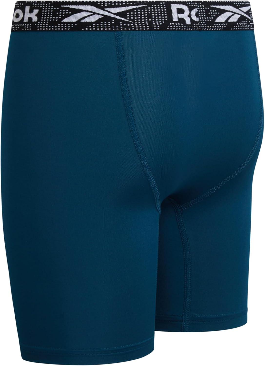 imageReebok Boys Boxer Briefs  6 Pack Performance Long Leg Boxer Briefs Boys Underwear with Support Pouch 6 Inseam 618Sky BlueBlackLegion Blue