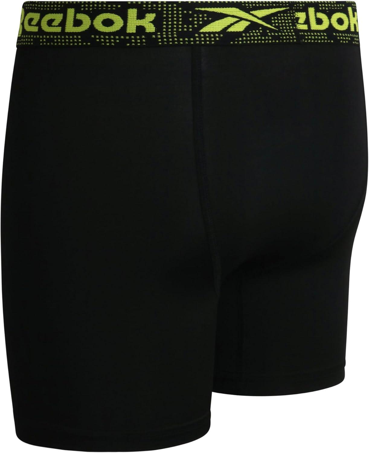 imageReebok Boys Boxer Briefs  8 Pack Performance Soft Stretch Breathable 5 Inseam Boxer Briefs Boys Underwear 618All Black