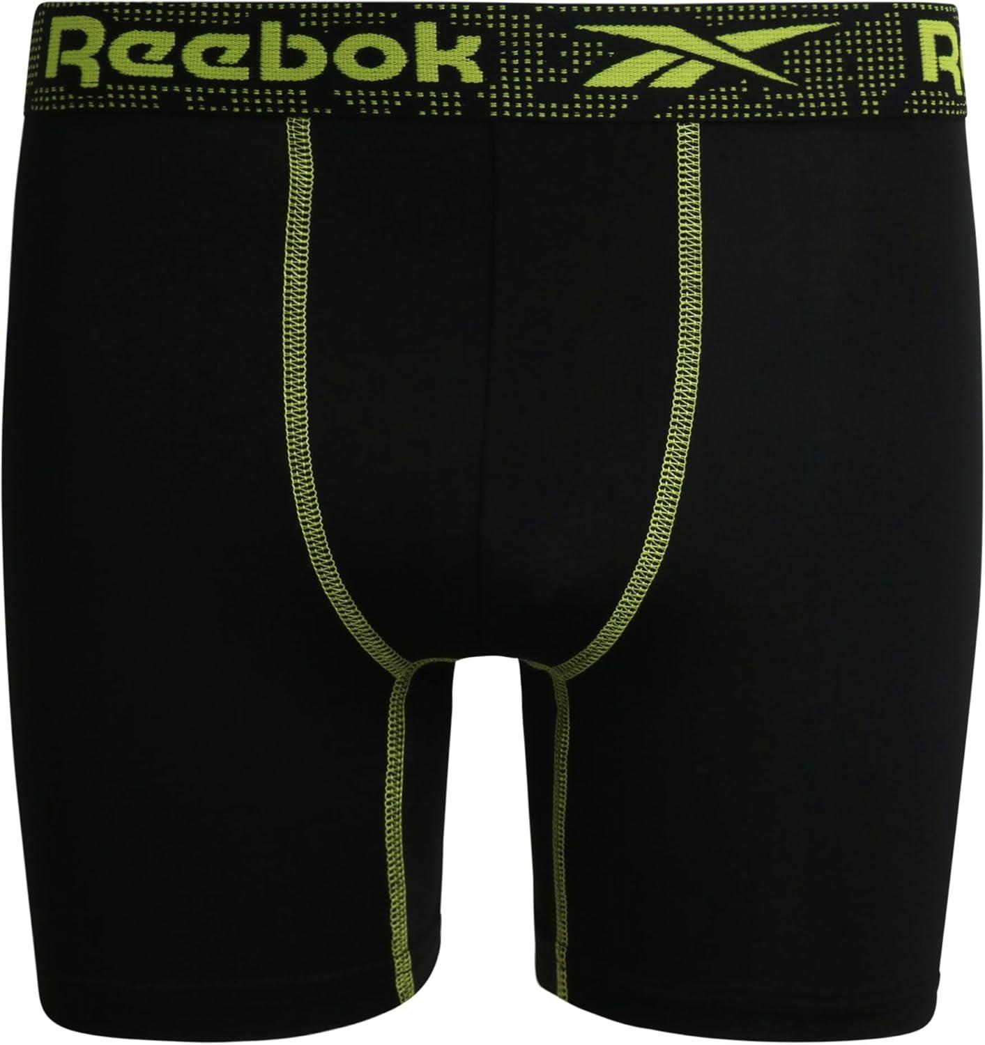 imageReebok Boys Boxer Briefs  8 Pack Performance Soft Stretch Breathable 5 Inseam Boxer Briefs Boys Underwear 618All Black