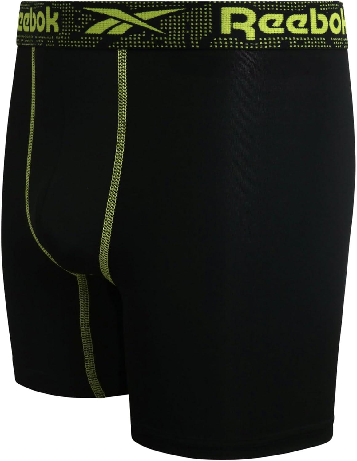 imageReebok Boys Boxer Briefs  8 Pack Performance Soft Stretch Breathable 5 Inseam Boxer Briefs Boys Underwear 618All Black