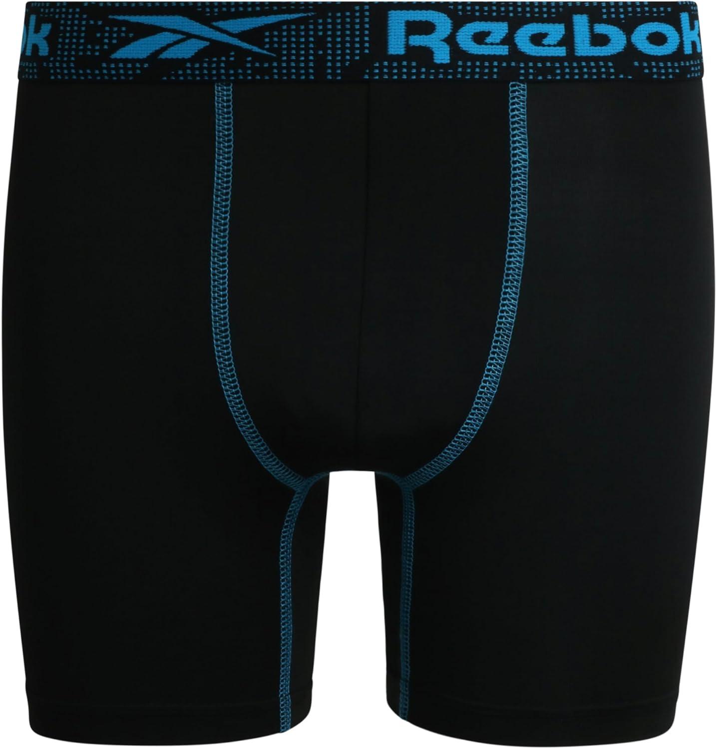 imageReebok Boys Boxer Briefs  8 Pack Performance Soft Stretch Breathable 5 Inseam Boxer Briefs Boys Underwear 618All Black