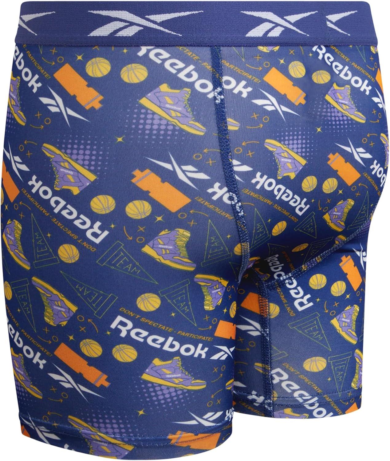 imageReebok Boys Boxer Briefs  8 Pack Performance Soft Stretch Breathable 5 Inseam Boxer Briefs Boys Underwear 618BlackSkipper BlueMonumentPrint