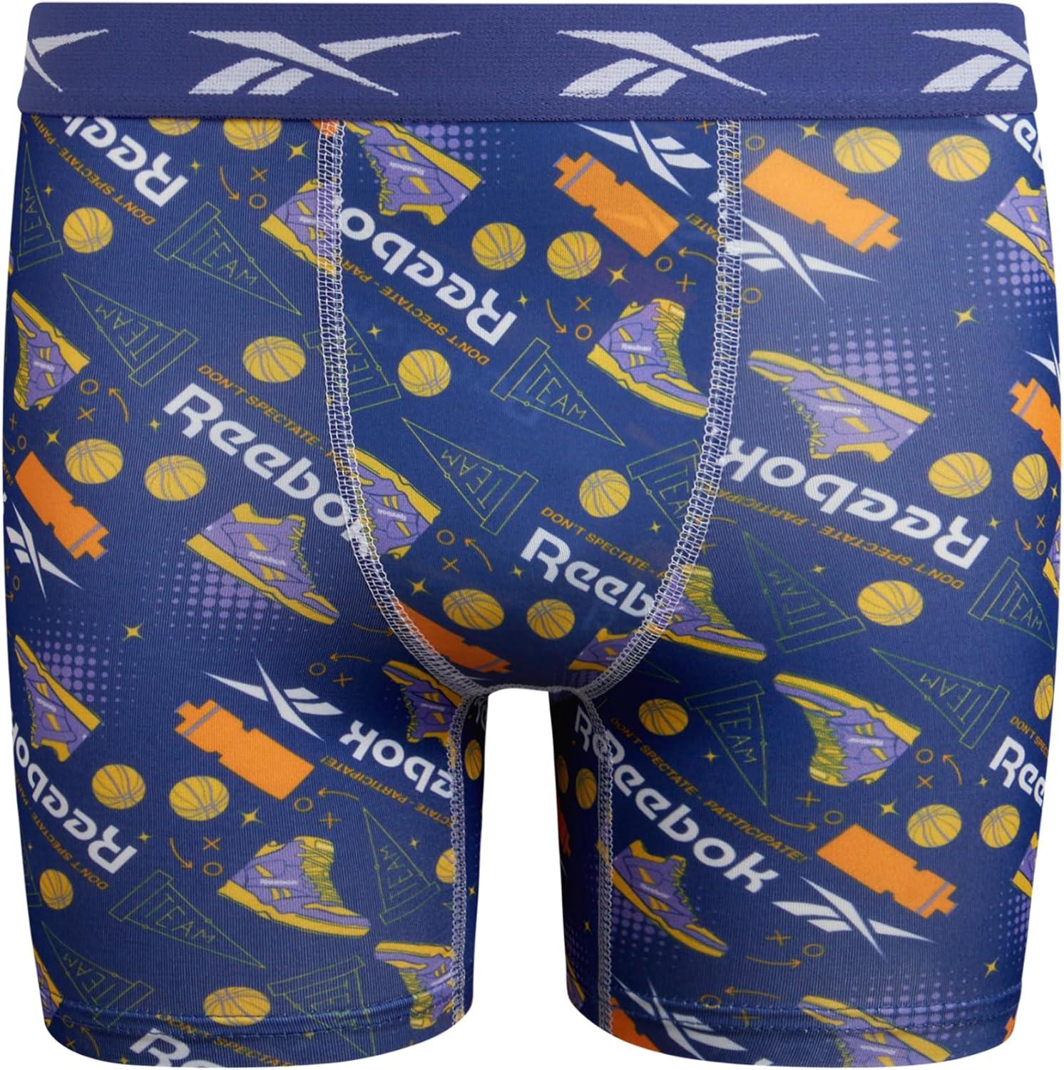 imageReebok Boys Boxer Briefs  8 Pack Performance Soft Stretch Breathable 5 Inseam Boxer Briefs Boys Underwear 618BlackSkipper BlueMonumentPrint