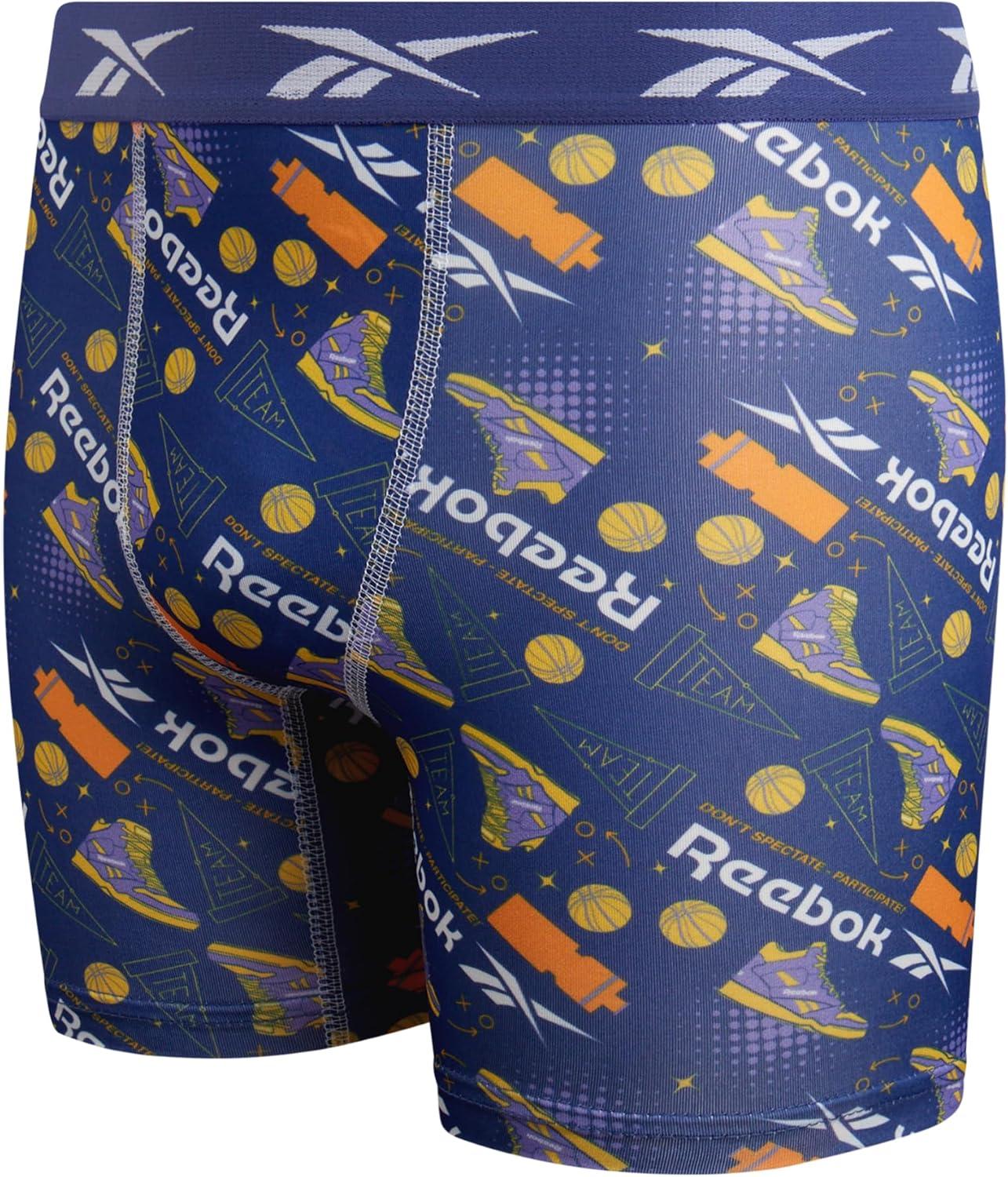 imageReebok Boys Boxer Briefs  8 Pack Performance Soft Stretch Breathable 5 Inseam Boxer Briefs Boys Underwear 618BlackSkipper BlueMonumentPrint