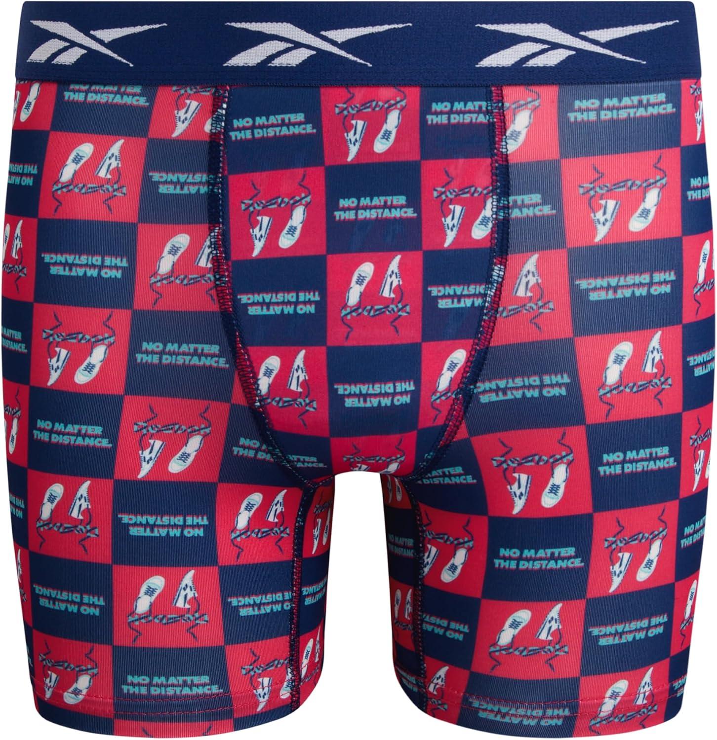 imageReebok Boys Boxer Briefs  8 Pack Performance Soft Stretch Breathable 5 Inseam Boxer Briefs Boys Underwear 618Blue DepthsBlackStone GreyRasberry Print