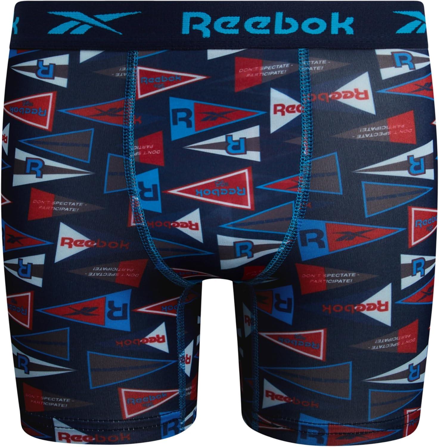 imageReebok Boys Boxer Briefs  8 Pack Performance Soft Stretch Breathable 5 Inseam Boxer Briefs Boys Underwear 618Maritime BlueAtomic BlueChinese Red