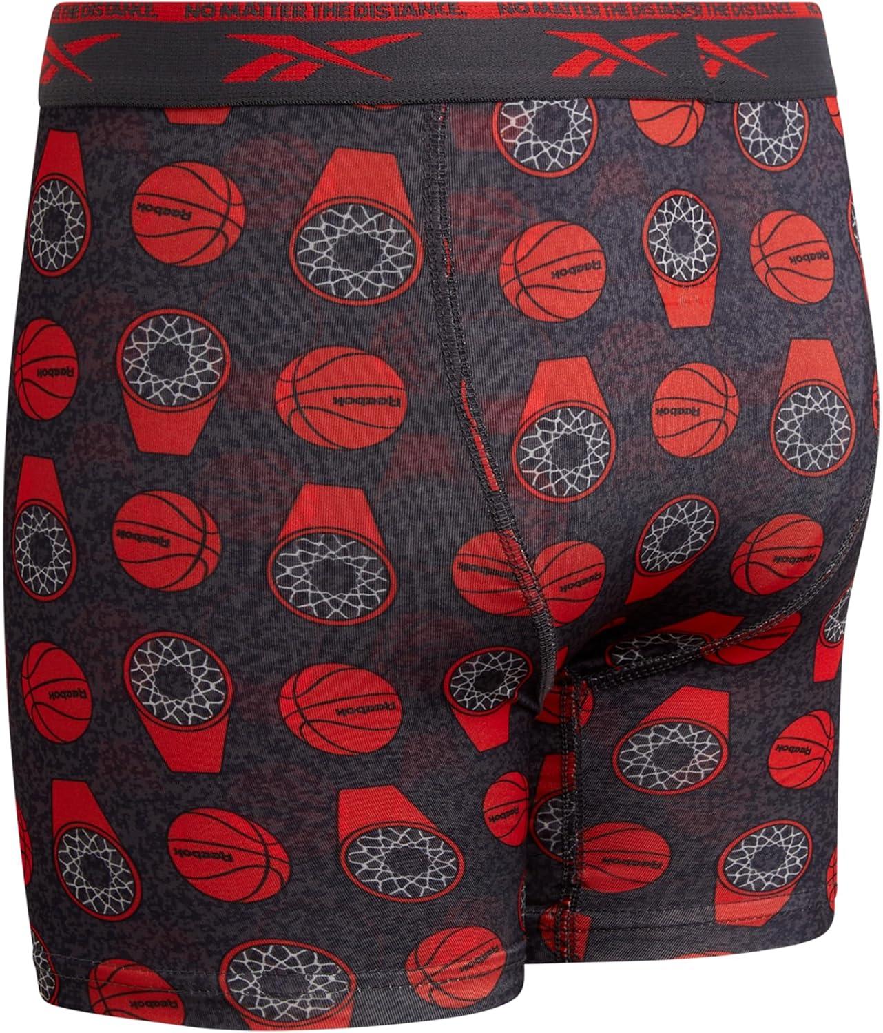 imageReebok Boys Boxer Briefs  8 Pack Performance Soft Stretch Breathable 5 Inseam Boxer Briefs Boys Underwear 618PrintBlackBlackened PearlTangerine Contrast