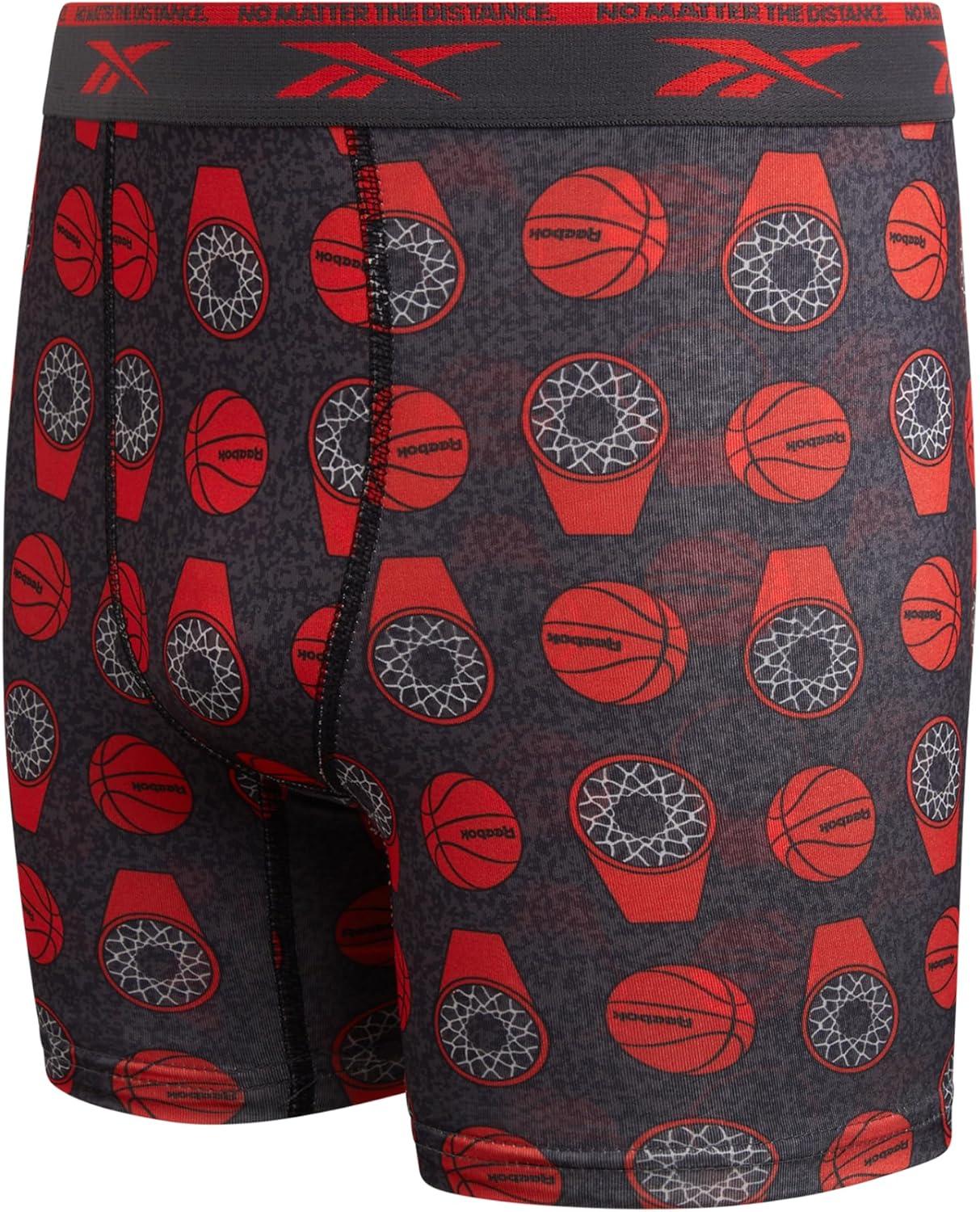 imageReebok Boys Boxer Briefs  8 Pack Performance Soft Stretch Breathable 5 Inseam Boxer Briefs Boys Underwear 618PrintBlackBlackened PearlTangerine Contrast