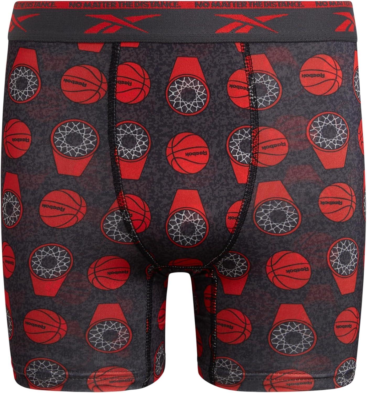 imageReebok Boys Boxer Briefs  8 Pack Performance Soft Stretch Breathable 5 Inseam Boxer Briefs Boys Underwear 618PrintBlackBlackened PearlTangerine Contrast