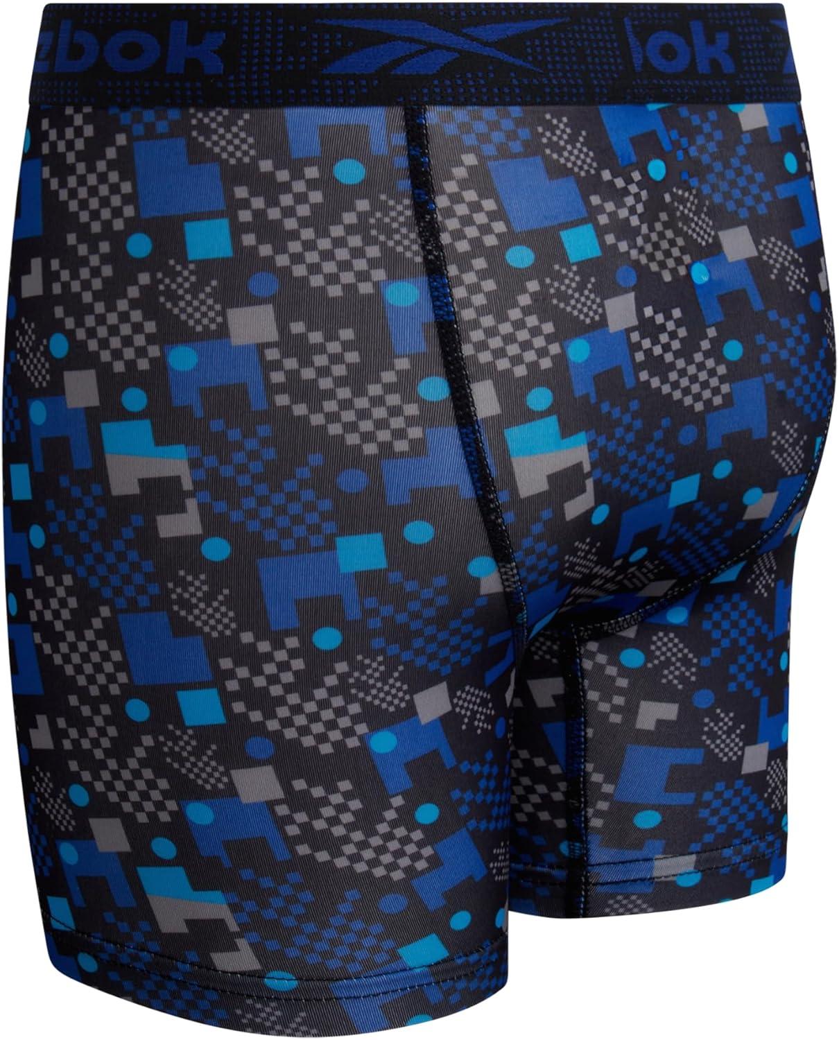 imageReebok Boys Boxer Briefs  8 Pack Soft Comfort Performance Stretch Breathable 5 Inseam Boxer Briefs Boys Underwear 618Black PrintStone GreySurf the Web