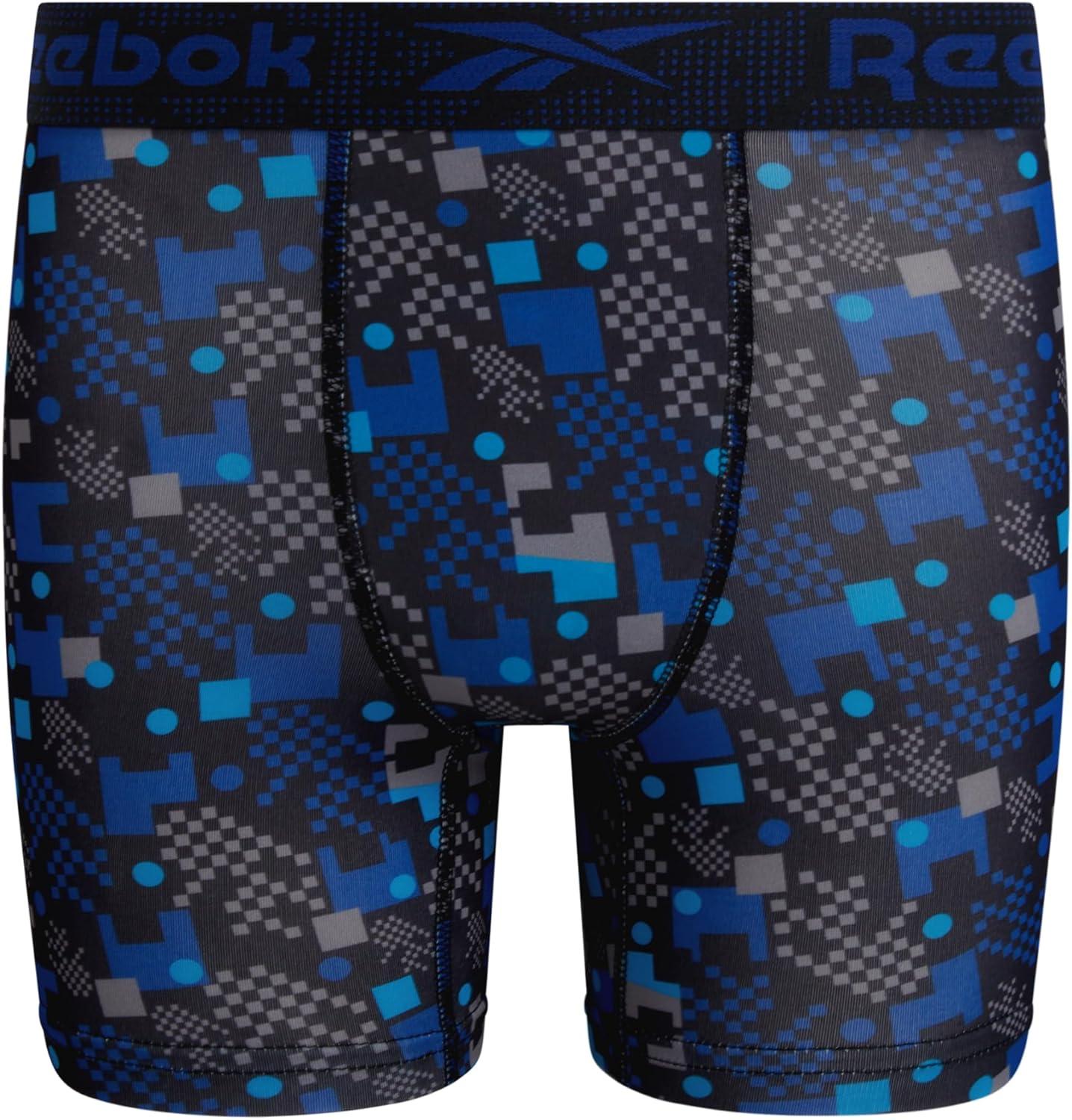 imageReebok Boys Boxer Briefs  8 Pack Soft Comfort Performance Stretch Breathable 5 Inseam Boxer Briefs Boys Underwear 618Black PrintStone GreySurf the Web