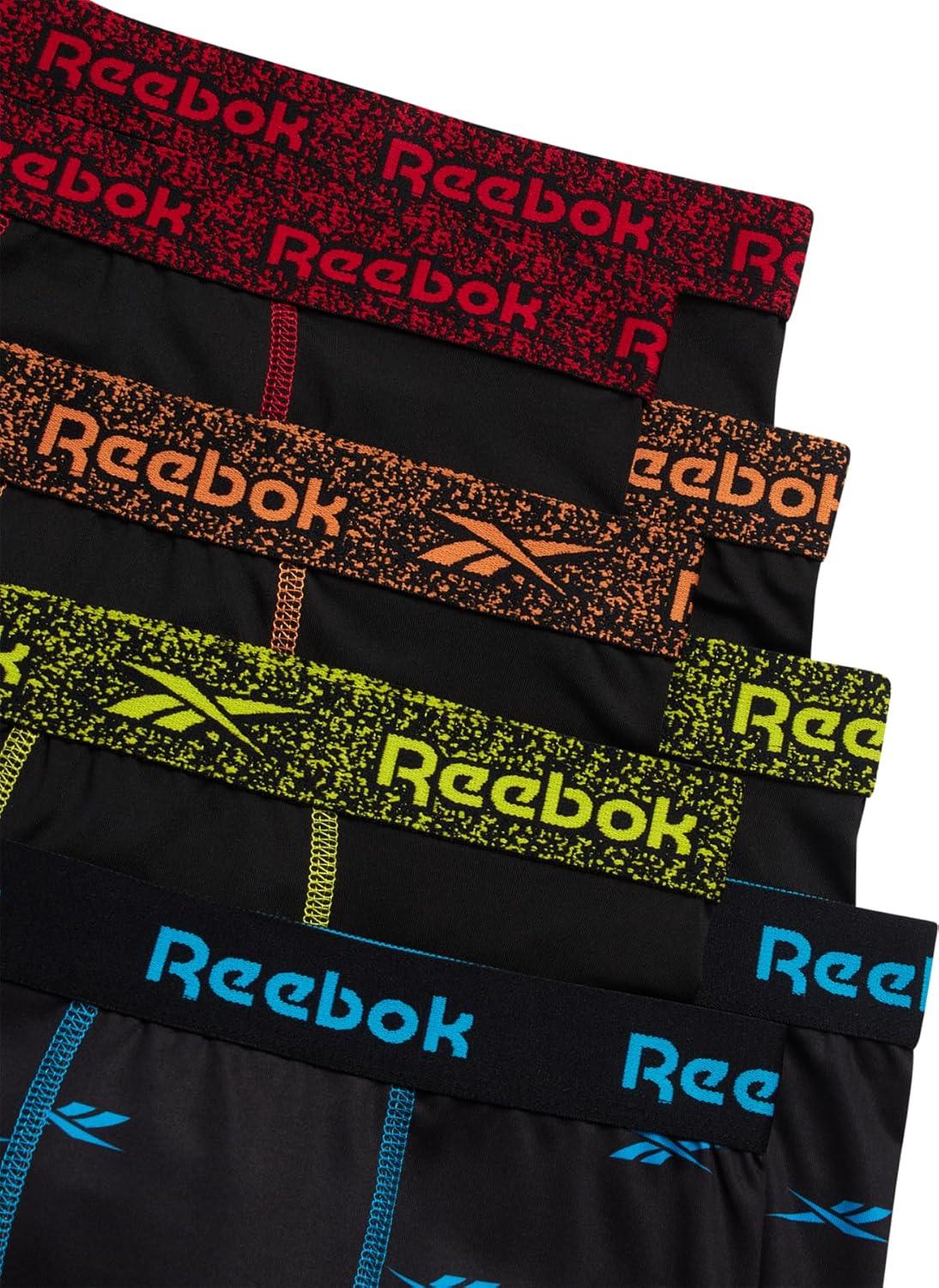 imageReebok Boys Boxer Briefs  8 Pack Soft Comfort Performance Stretch Breathable 5 Inseam Boxer Briefs Boys Underwear 618BlackBlack Print