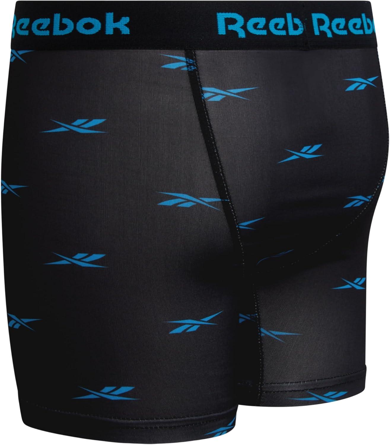 imageReebok Boys Boxer Briefs  8 Pack Soft Comfort Performance Stretch Breathable 5 Inseam Boxer Briefs Boys Underwear 618BlackBlack Print