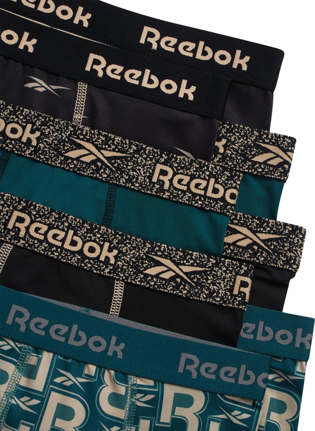 imageReebok Boys Boxer Briefs  8 Pack Soft Comfort Performance Stretch Breathable 5 Inseam Boxer Briefs Boys Underwear 618Dark Sea PrintBlackDark SeaBlack Print