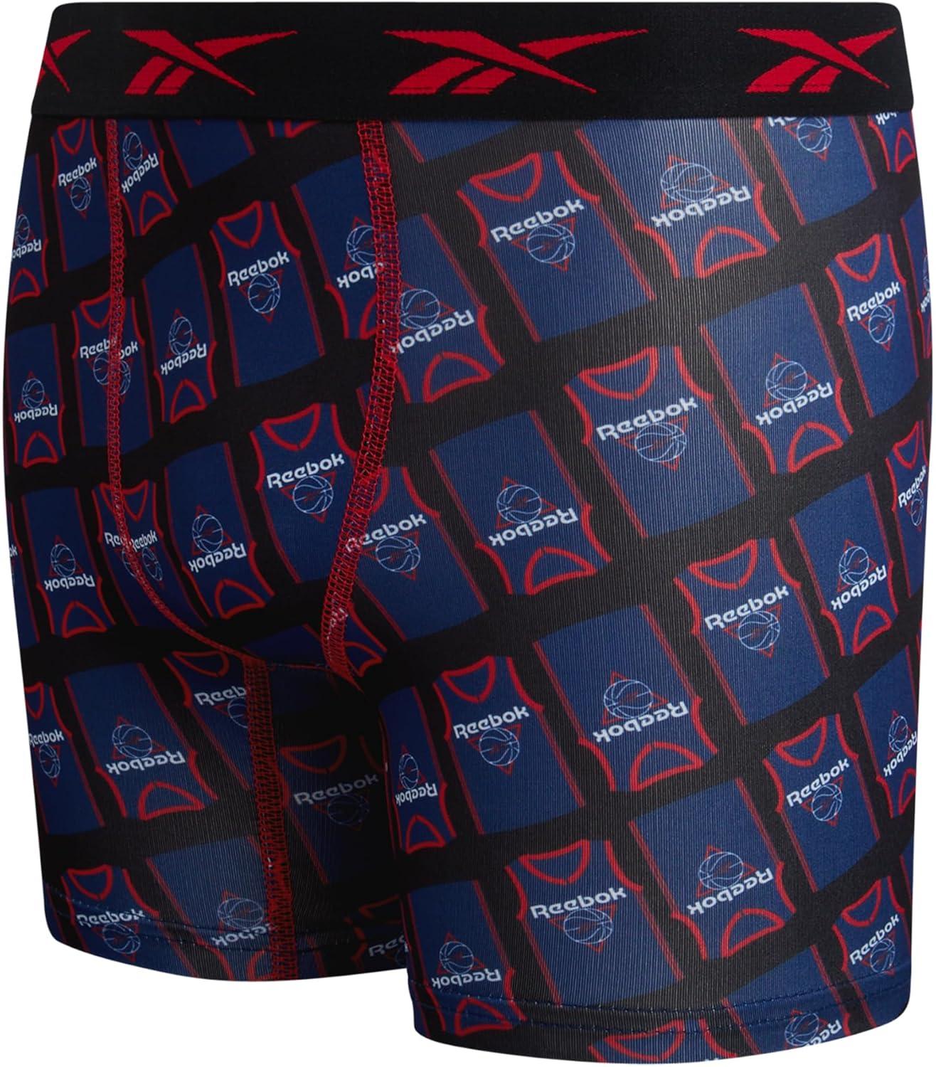 imageReebok Boys Boxer Briefs  8 Pack Soft Comfort Performance Stretch Breathable 5 Inseam Boxer Briefs Boys Underwear 618Light Grey MelangeBlue DepthsChinese RedPrint