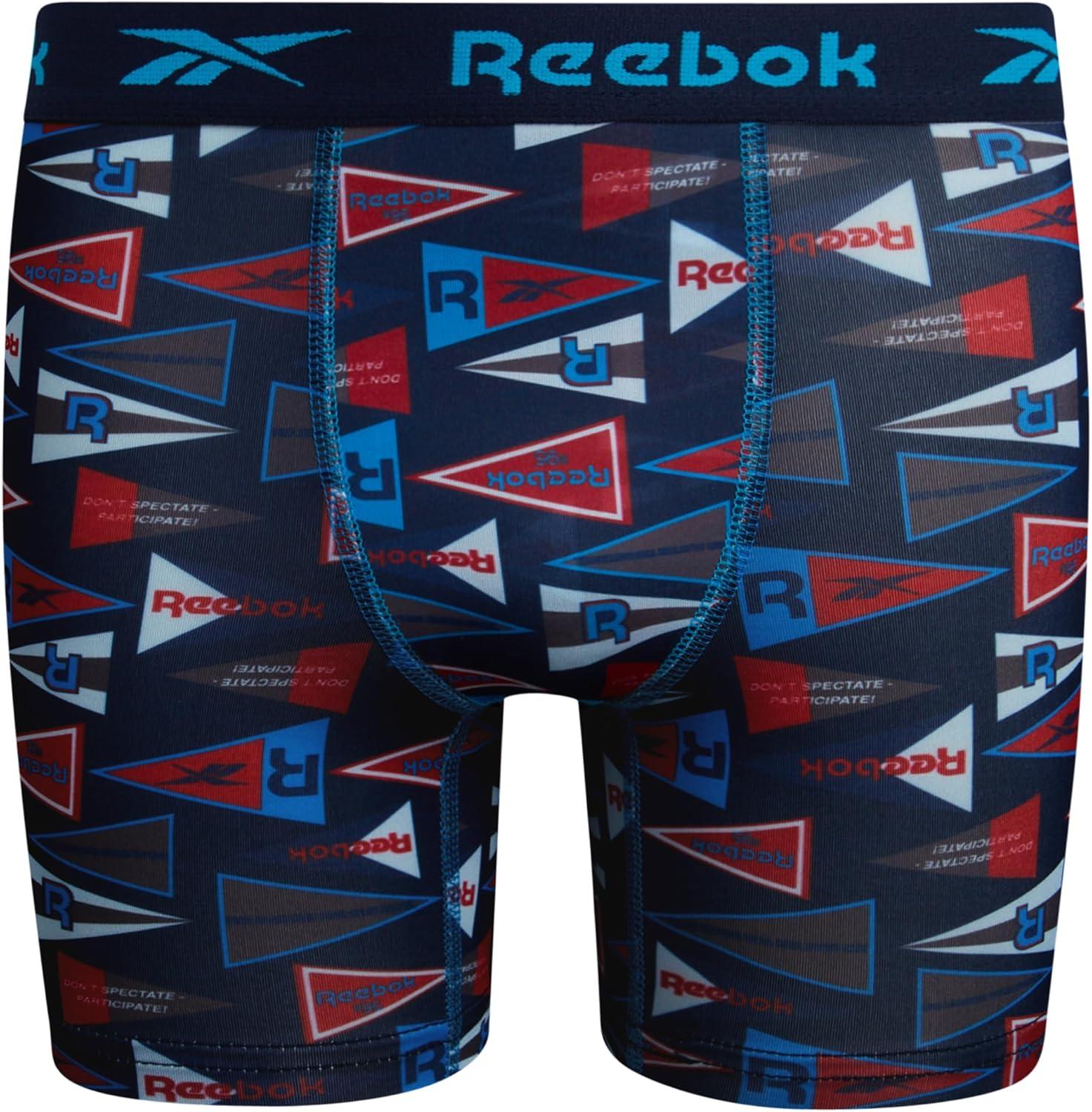 imageReebok Boys Boxer Briefs  8 Pack Soft Comfort Performance Stretch Breathable 5 Inseam Boxer Briefs Boys Underwear 618PrintMaritime BlueAtomic BlueMaritime Blue Print