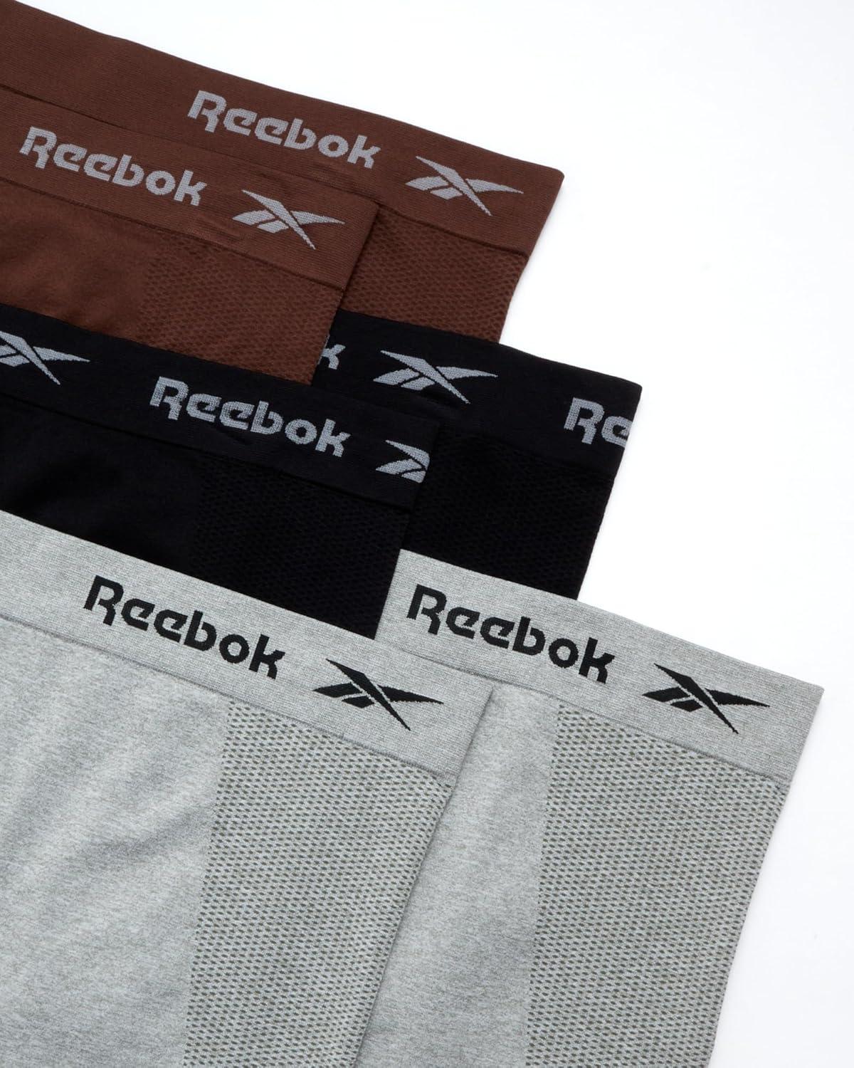 imageReebok Boyshort Underwear for Women  6 Pack Seamless Boy Shorts Panties for Women Sizes SXL Extended Plus Size 1X3XBrownBlackLight Gray