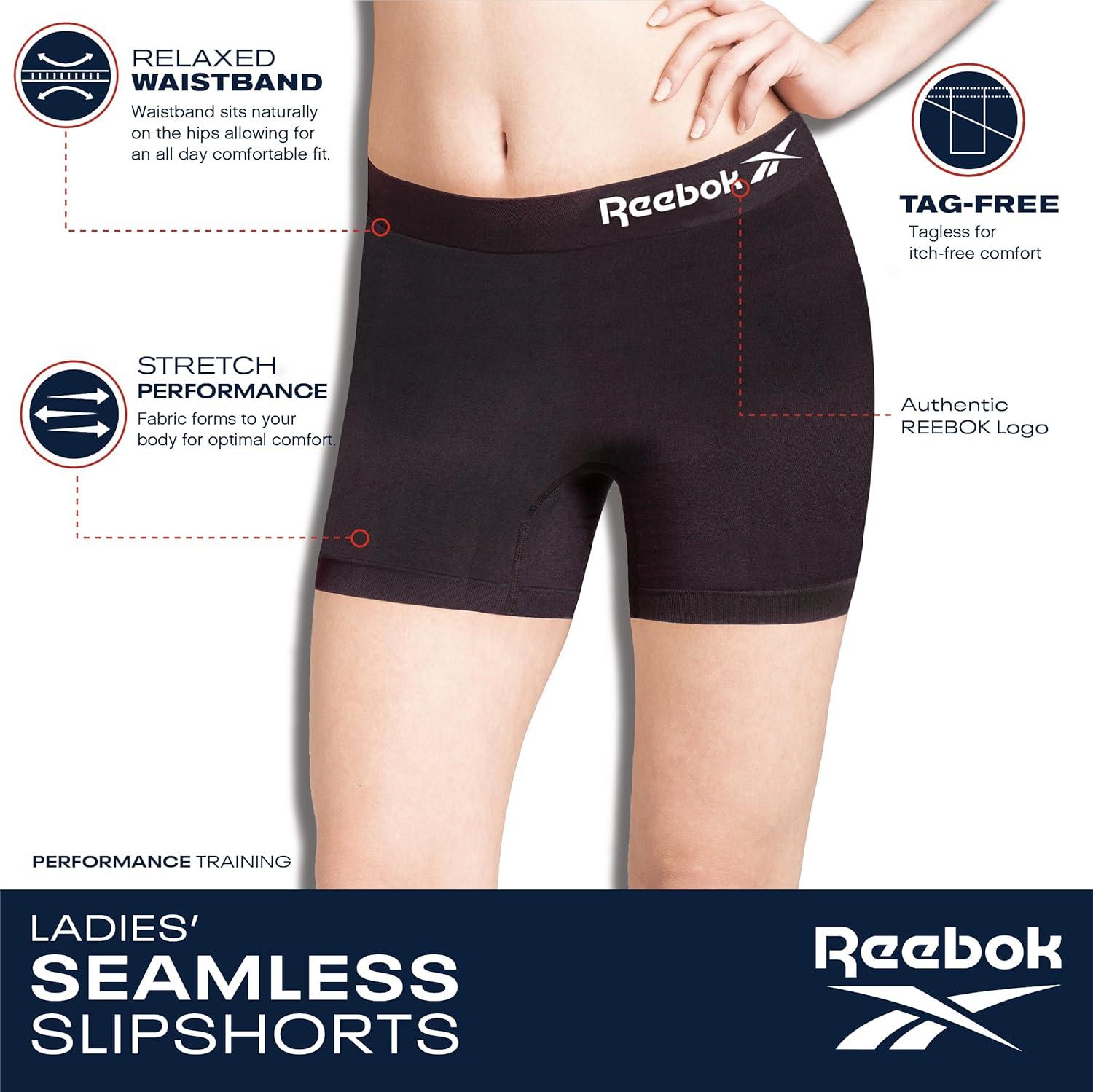 imageReebok Boyshort Underwear for Women  6 Pack Seamless Boy Shorts Panties for Women Sizes SXL Extended Plus Size 1X3XDust RoseGreyBlack