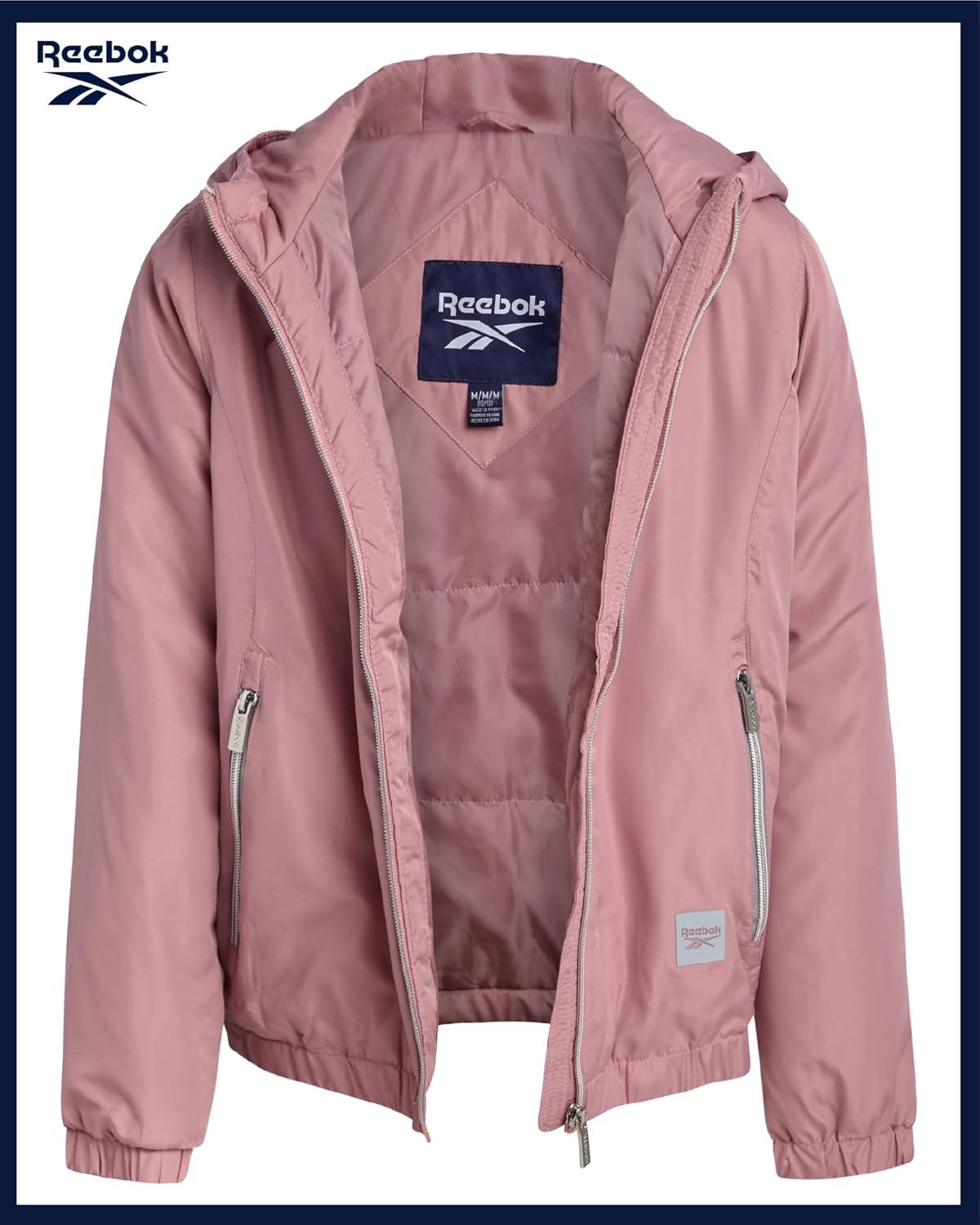 imageReebok Girls Windbreaker Jacket  Lightweight Wind and Water Resistant Insulated Girls Jacket with Storm Cuff Sleeves ampamp HoodDusty Rose