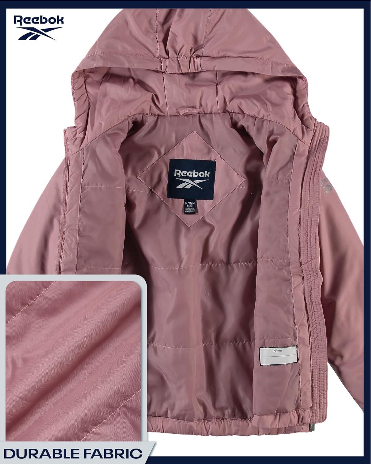 imageReebok Girls Windbreaker Jacket  Lightweight Wind and Water Resistant Insulated Girls Jacket with Storm Cuff Sleeves ampamp HoodDusty Rose