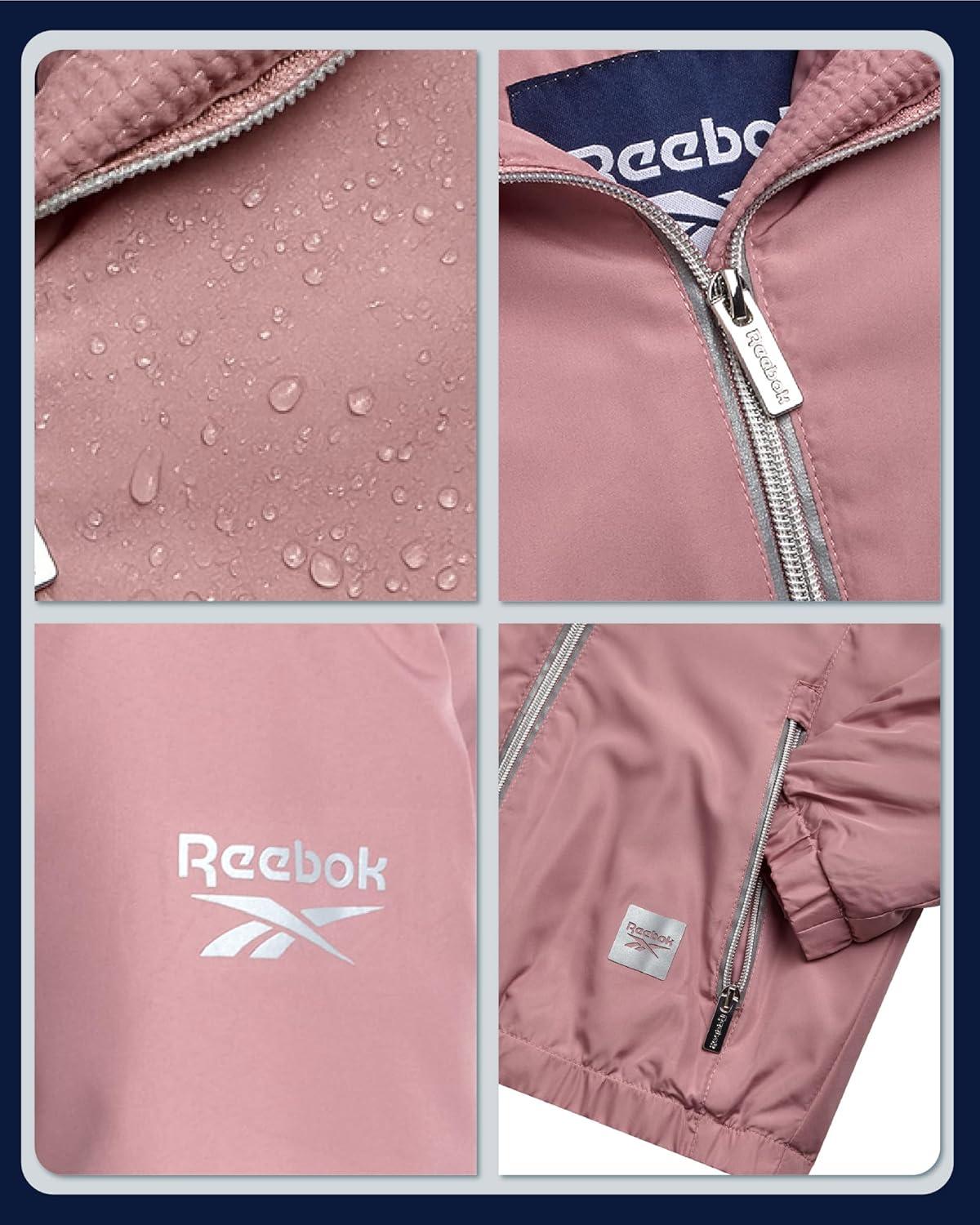 imageReebok Girls Windbreaker Jacket  Lightweight Wind and Water Resistant Insulated Girls Jacket with Storm Cuff Sleeves ampamp HoodDusty Rose