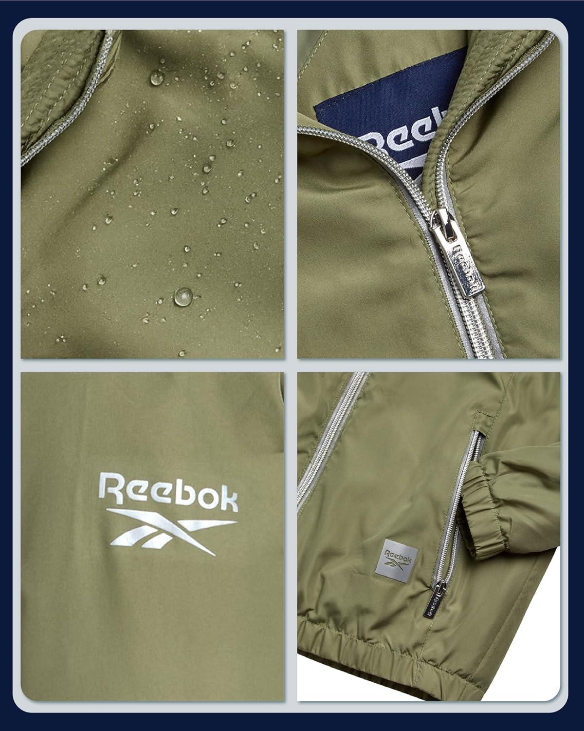 imageReebok Girls Windbreaker Jacket  Lightweight Wind and Water Resistant Insulated Girls Jacket with Storm Cuff Sleeves ampamp HoodSage