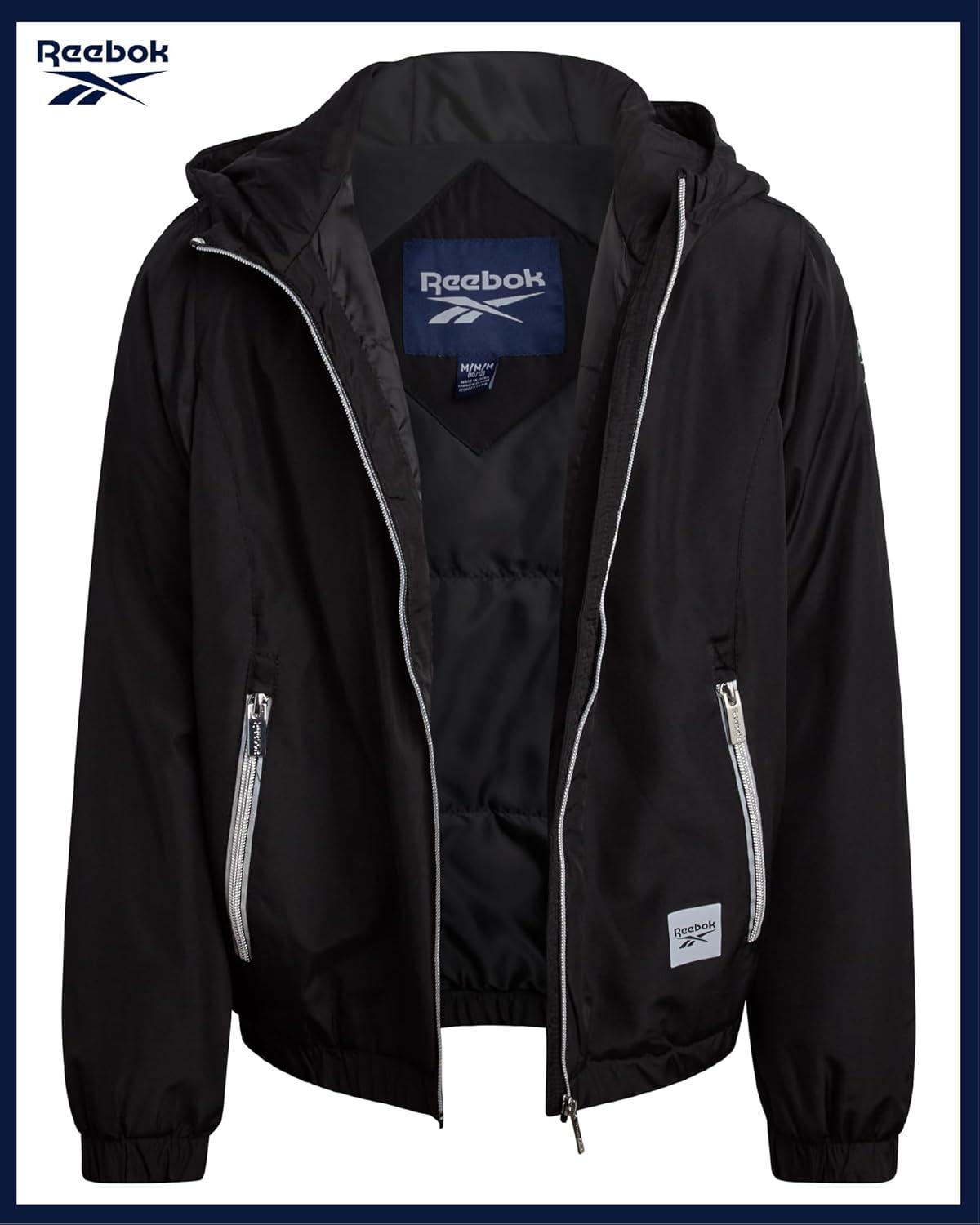 imageReebok Girls Windbreaker Jacket  Lightweight Wind and Water Resistant Insulated Girls Jacket with Storm Cuff Sleeves ampamp HoodSolid Black