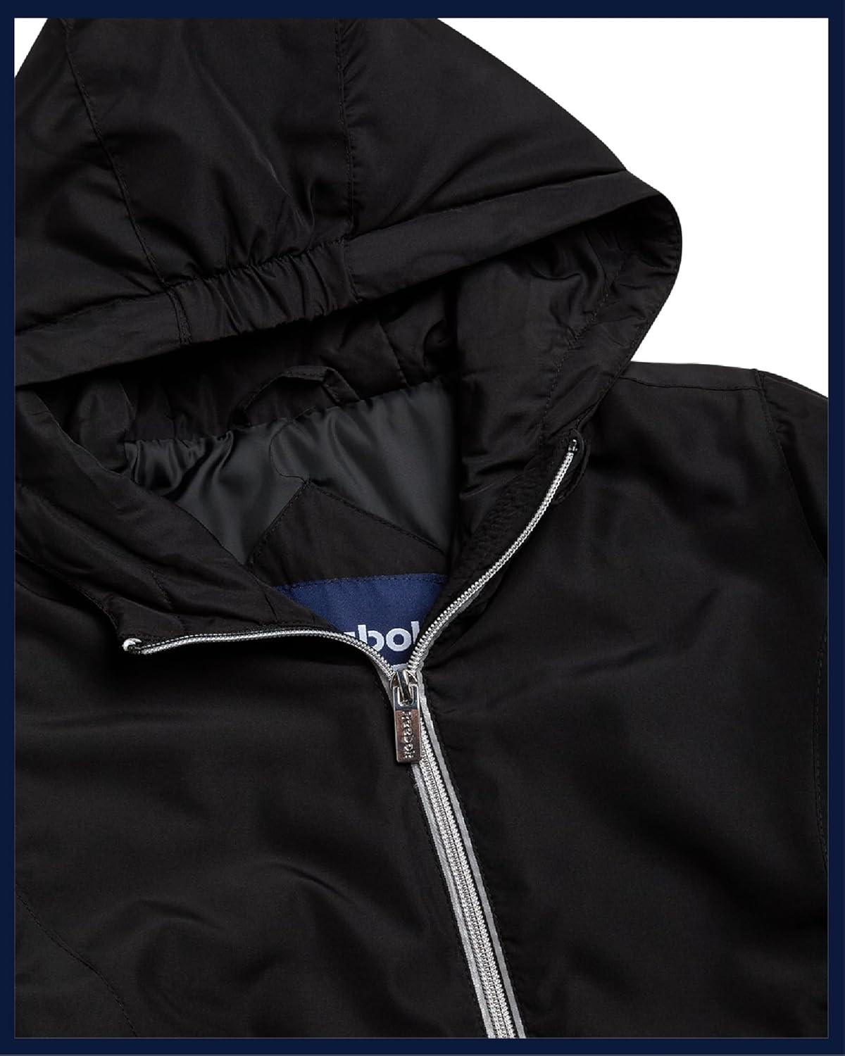 imageReebok Girls Windbreaker Jacket  Lightweight Wind and Water Resistant Insulated Girls Jacket with Storm Cuff Sleeves ampamp HoodSolid Black