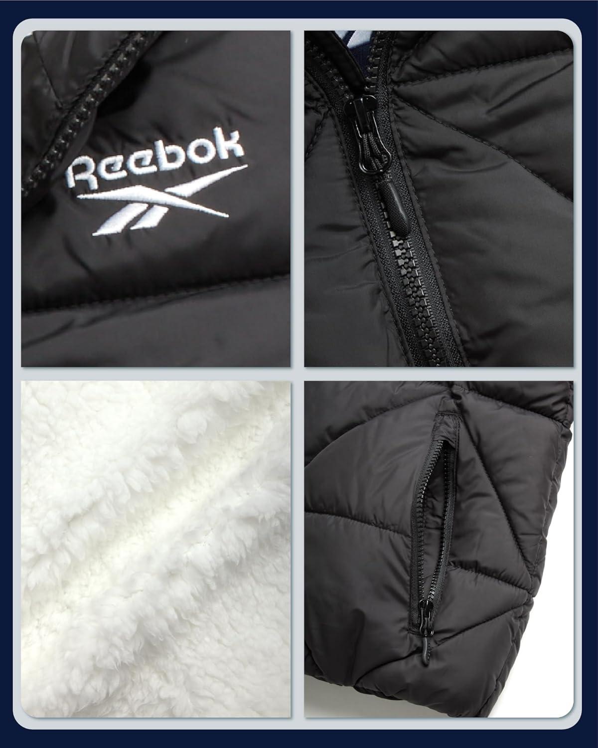 imageReebok Girls Winter Coat  Heavyweight Quilted Sherpa Fur Lined Cropped Parka Puffer Jacket  Warm Winter Coats for GirlsBlack