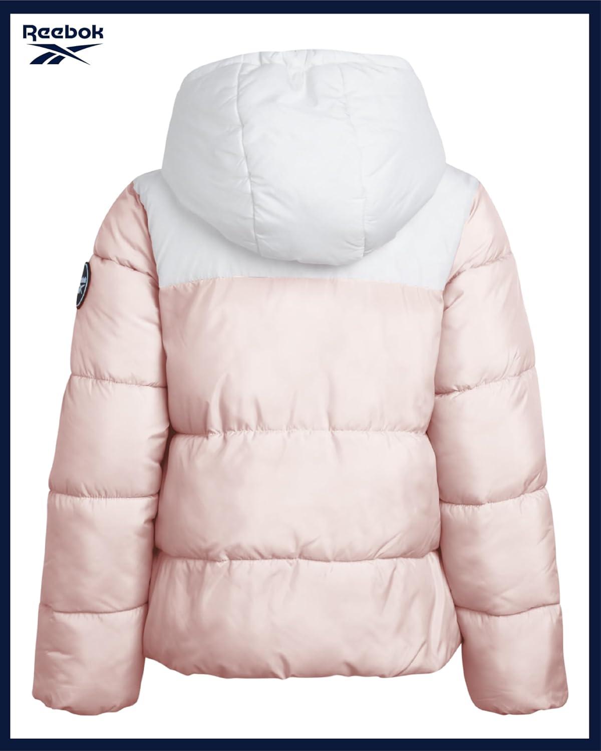 imageReebok Girls Winter Coat  Heavyweight Quilted Sherpa Fur Lined Cropped Parka Puffer Jacket  Warm Winter Coats for GirlsBlush